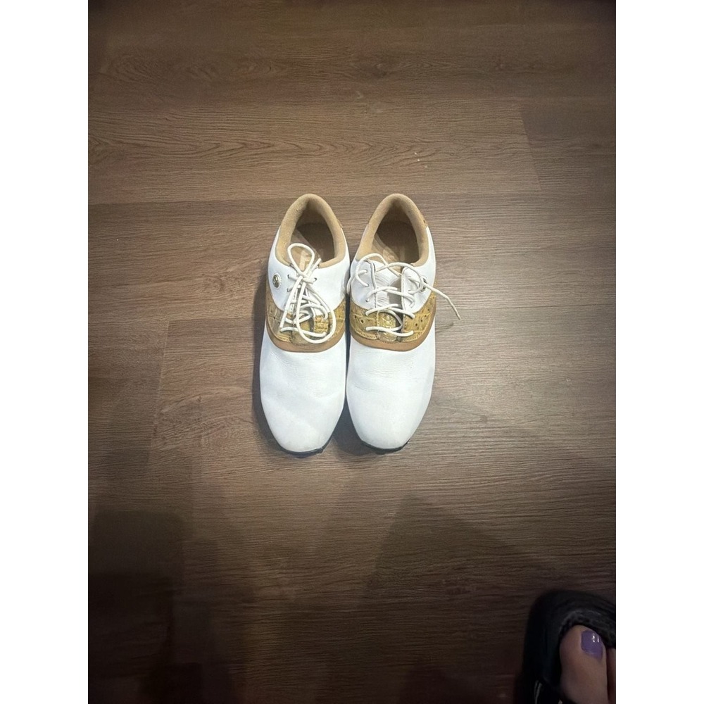 Women's FootJoy Golf Shoes White Tan Size 7.5M